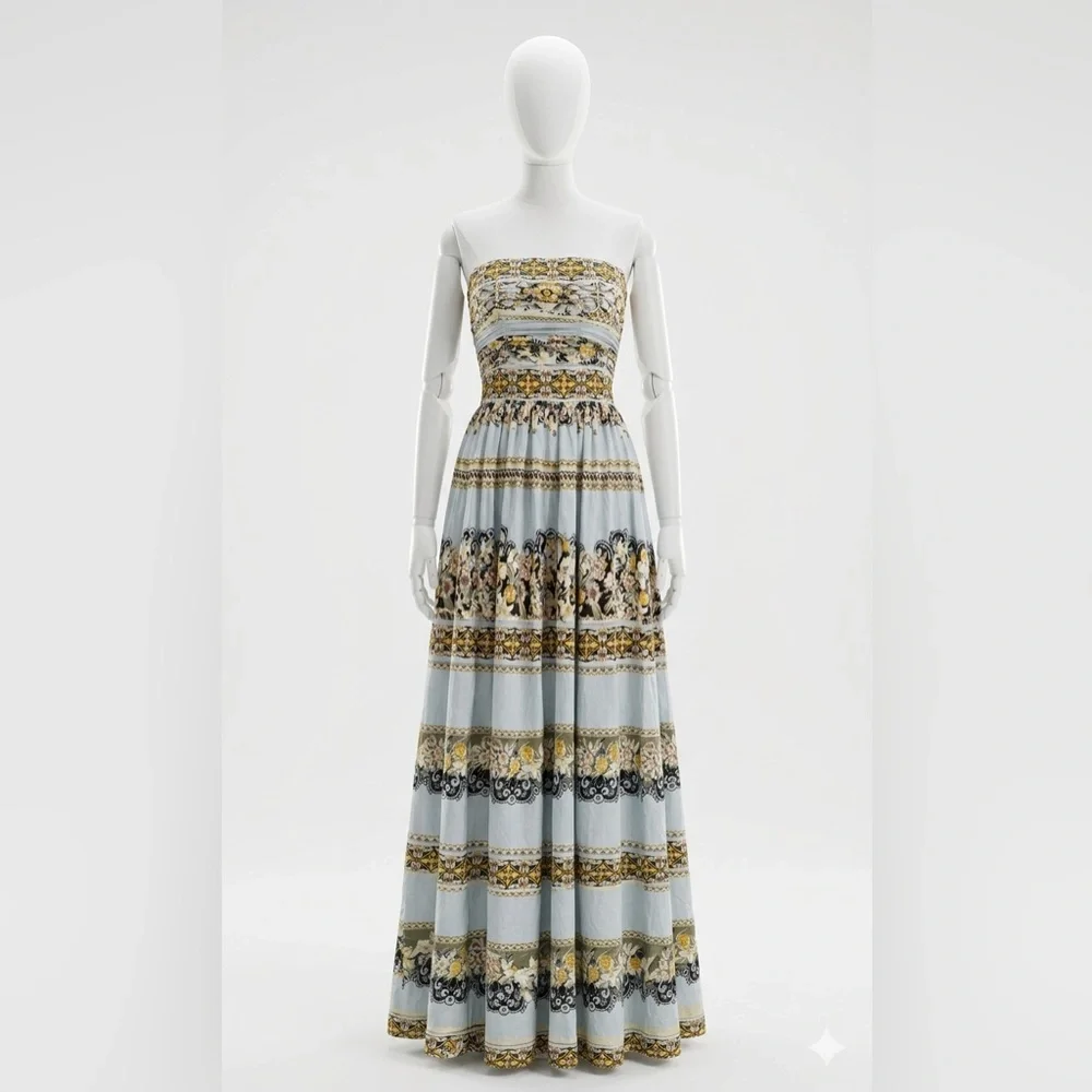 White House Black Market Strapless Maxi‎ Dress - Multicolor